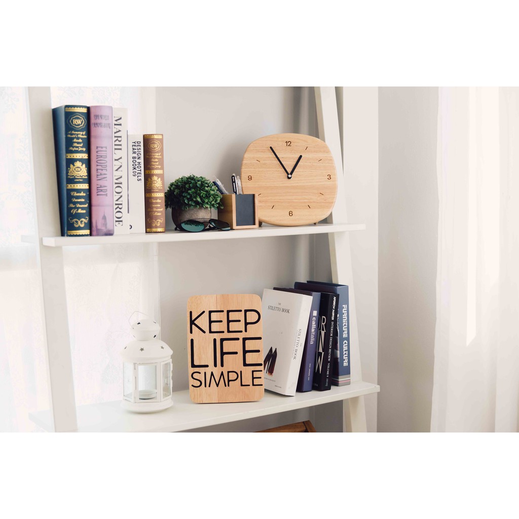 Mori No Naka นาฬิกาแขวนผนัง นาฬิกาไม้ เดินเงียบ SQUARE WALL CLOCK สำหรับแขวนผนังหรือตั้งโต๊ะ