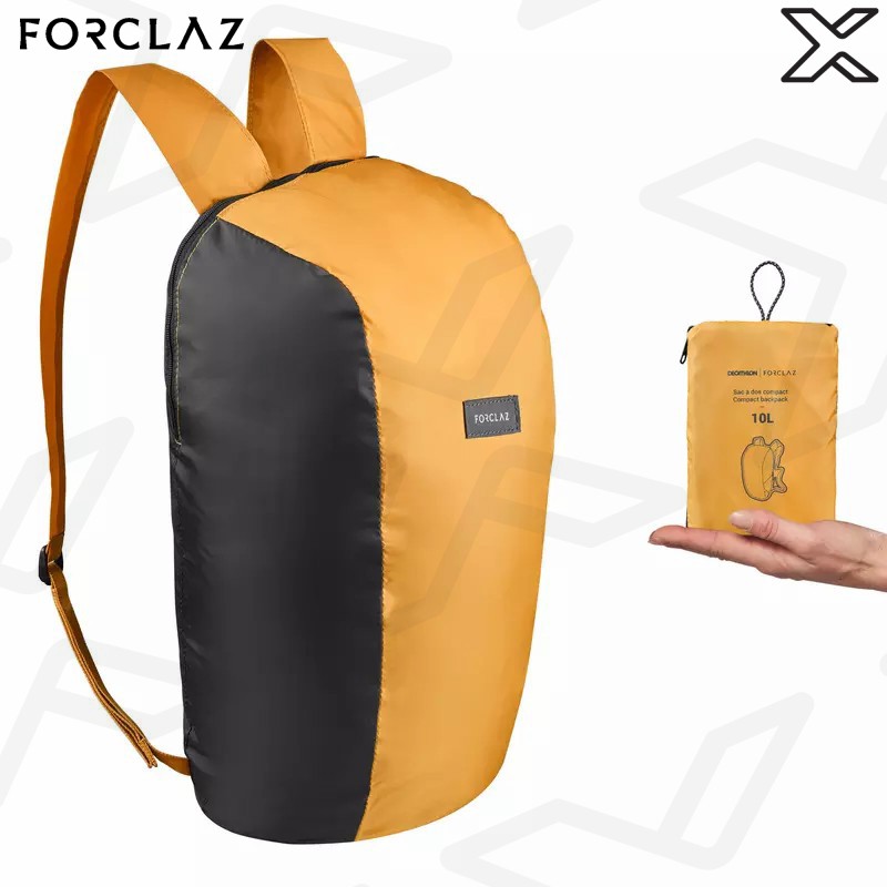 FORCLAZ เป้สะพายหลังขนาดกะทัดรัดสำหรับเดินทางเทรคกิ้งรุ่น TRAVEL ขนาด 10 ลิตร (สีเหลือง)
