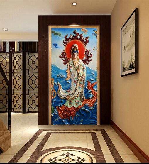 เจ้าแม่กวนอิม ครอสติสคริสตัล Diamond painting โมเสก ภาพติดเพชร งานฝีมือ DIY