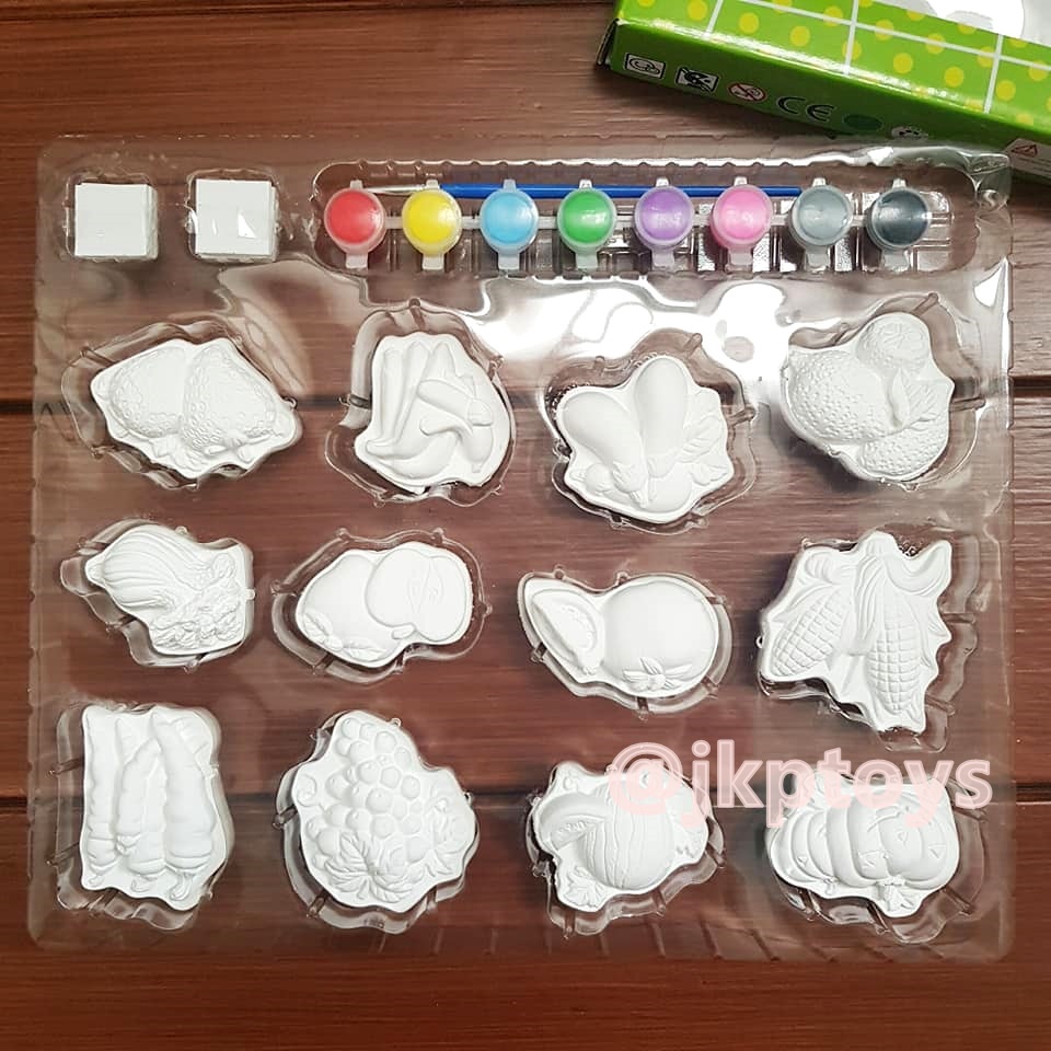 🏠 ระบายสีปูนปั้นลายผัก ผลไม้ 12 ชิ้น🖍