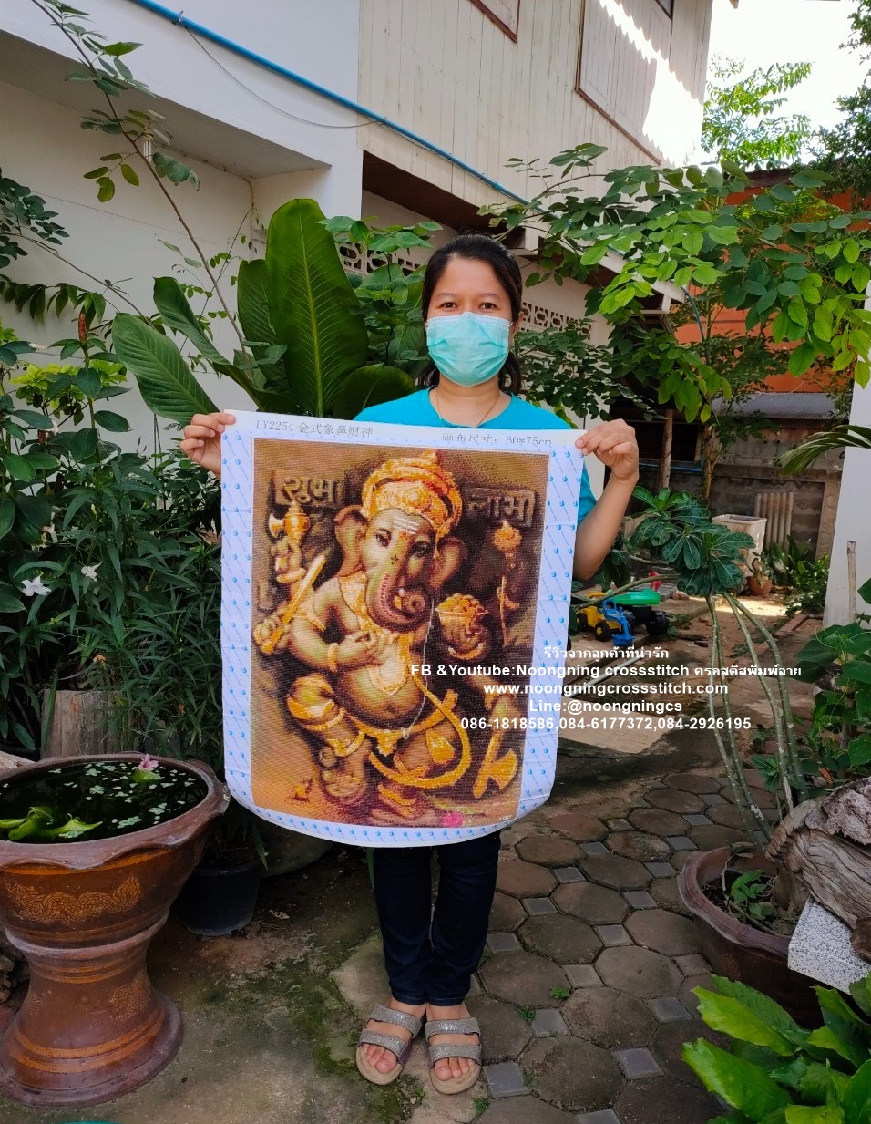 พระพิฆเนศ ครอสติสคริสตัล Diamond painting โมเสก ภาพติดเพชร งานฝีมือทำที่บ้าน DIY