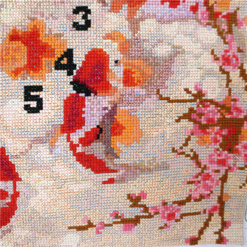 ปลาคราฟ มงคล ครอสติสปักสำเร็จ55x49cm ไม่รวมกรอบ งานฝีมือ DIY