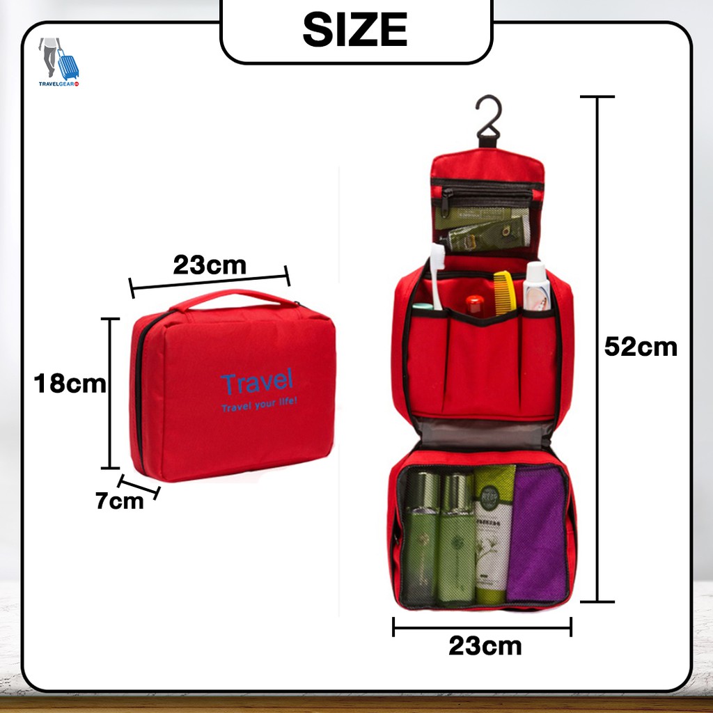 TravelGear24 กระเป๋าห้องน้ำอเนกประสงค์ ใส่อุปกรณ์อาบน้ำ เครื่องสำอางพกพา แขวนได้ Travel Toiletry Bag - A0060