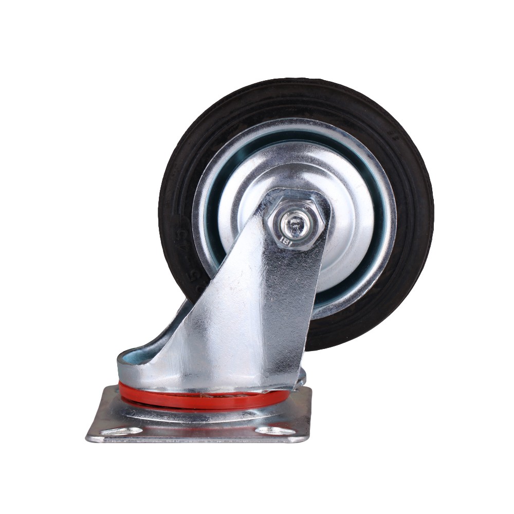อะไหล่ เฟอร์นิเจอร์ ลูกล้อ RUBBER BLACK FITT แป้นหมุน 3" 036075 SWIVEL CASTER WHEEL 3" FITT 036075 RUBBER BLACK