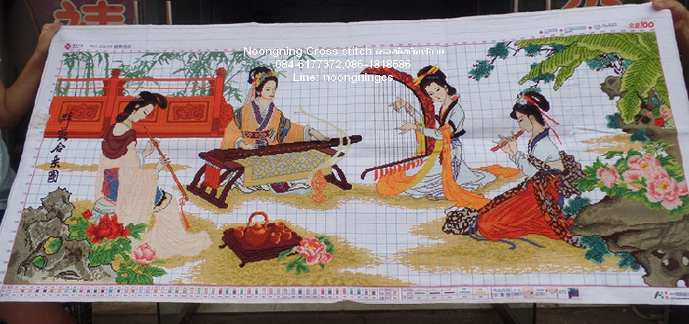 สำเภา 3 ลำ ชุดปักครอสติช พิมพ์ลาย ครอสติสจีน งานฝีมือ DIY