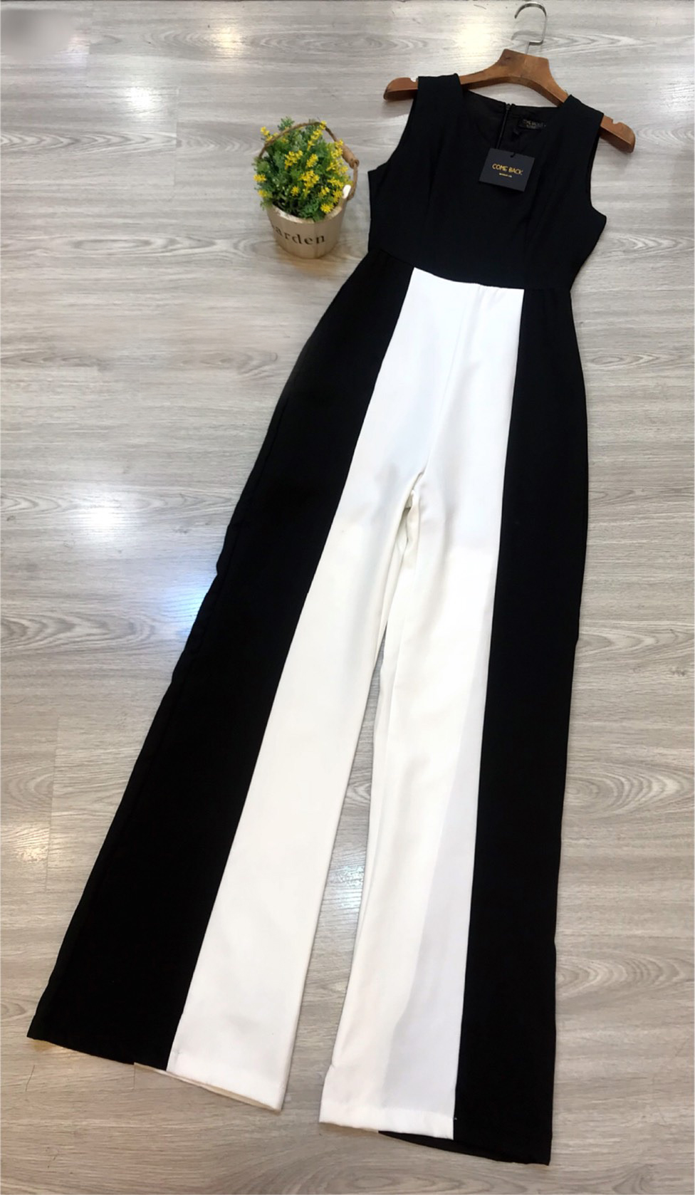 JS0092 จั๊มสูทลายทาง จั๊มสูททูโทน จั๊มสูทขายาว จั๊มสูทออกงาน จั๊มสูทเกาหลี จั๊มสูทแขนกุด จั๊มสูทแฟชั่น จั๊มสูท