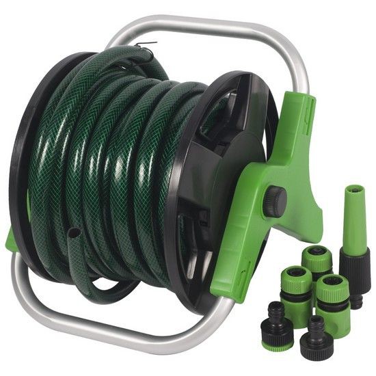 สายยางโรลครบเซ็ต สายยางรดน้ำ PVC รุ่น SCZ-06A15 ขนาด 1/2 นิ้ว x 16 เมตร สีเขียว - ดำ GREEN REEL HOSE โรลสายยางพร้อมใช้