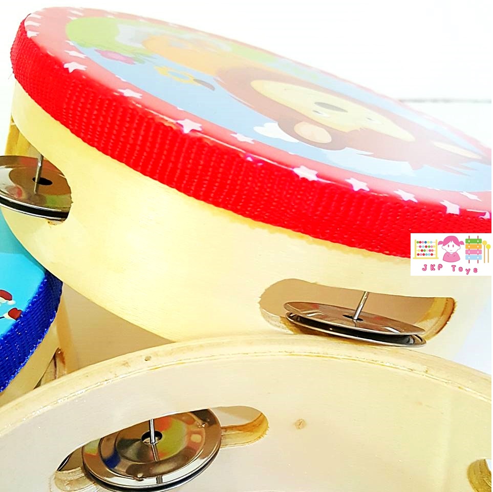 เเทรมบูรีน ของเล่นไม้ เคาะจังหวะ การ์ตูน คละลาย