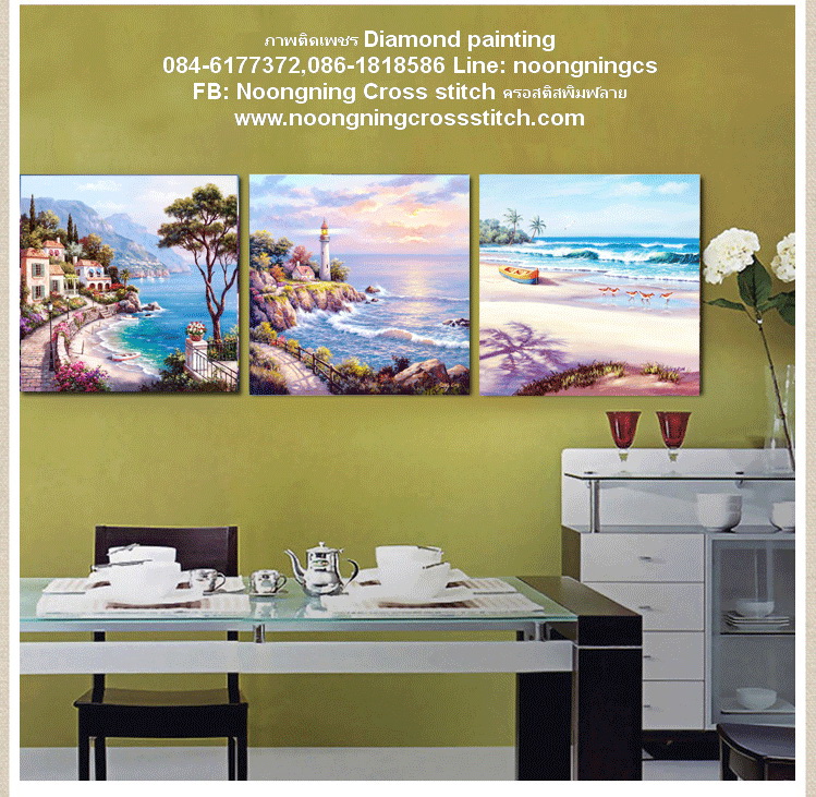 ซีรี่ย์ชายทะเล ครอสติสคริสตัล Diamond painting โมเสก ภาพติดเพชร งานฝีมือทำที่บ้าน DIY