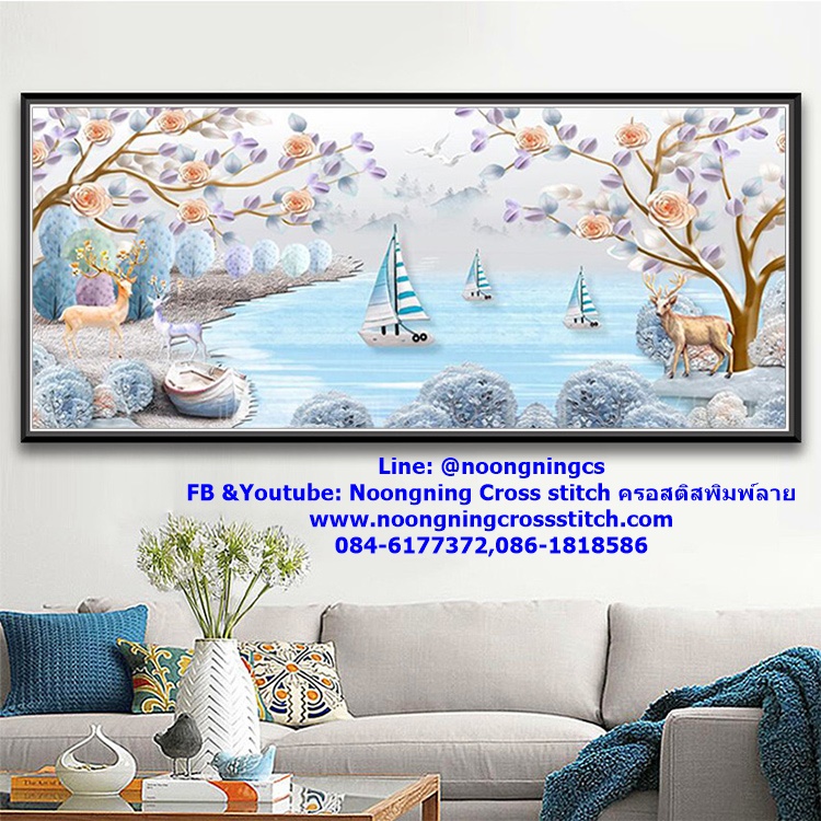 ปลามังกร มงคล ครอสติสคริสตัล Diamond painting โมเสก ภาพติดเพชร งานฝีมือทำที่บ้าน DIY