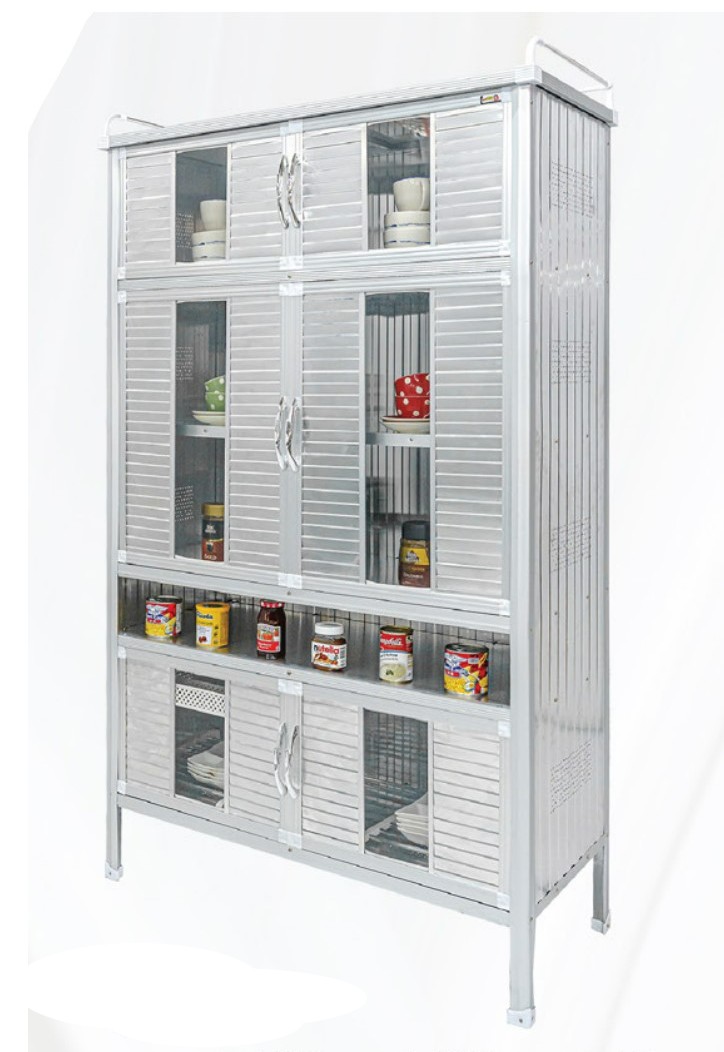 ตู้กับข้าวอลูมิเนียม ขนาด 123x182x45 ซม. โครงอลูมิเนียม แข็งแรง พื้นที่จัดเก็บเยอะ