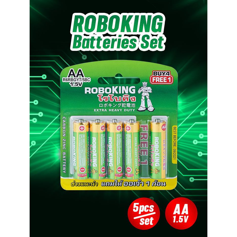 !!สินค้าขายดี!! ถ่านขนาด 1.5V AA แพ็ค 5 ก้อน ROBOKING 5pcs AA 1.5V Batteries Set