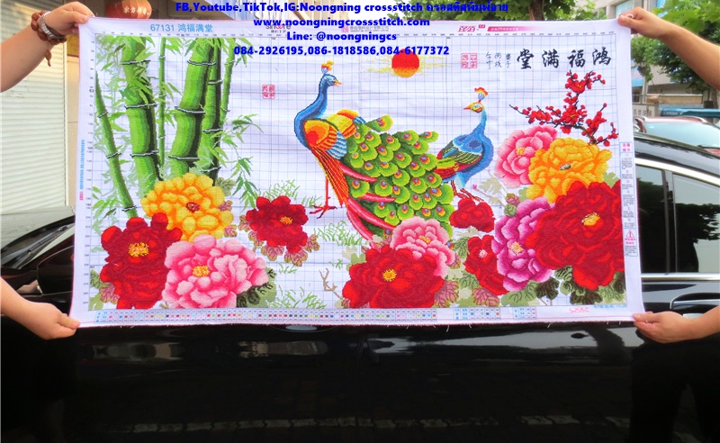นกยูงมงคลสวยงาม ครอสติสปักสำเร็จ