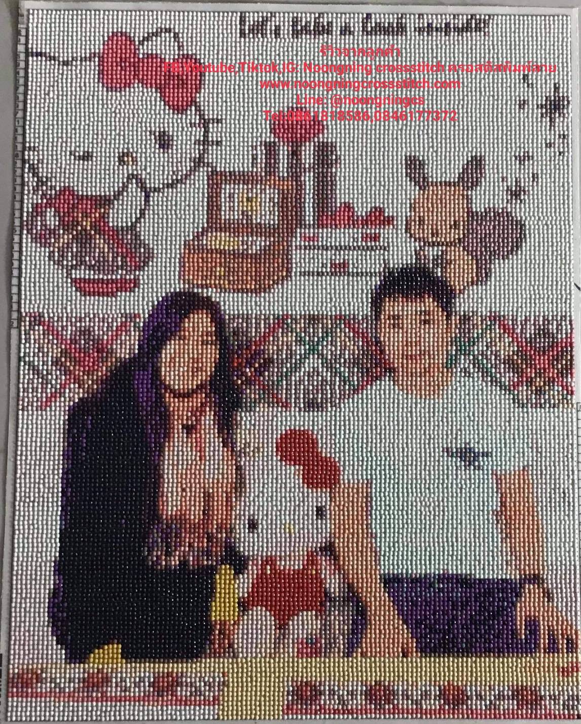 ครอสติสคริสตรัล สั่งทำ 45x55ซม รูปพ่อแม่ที่รัก Diamond painting โมเสก ภาพติดเพชร งานฝีมือทำที่บ้าน DIY