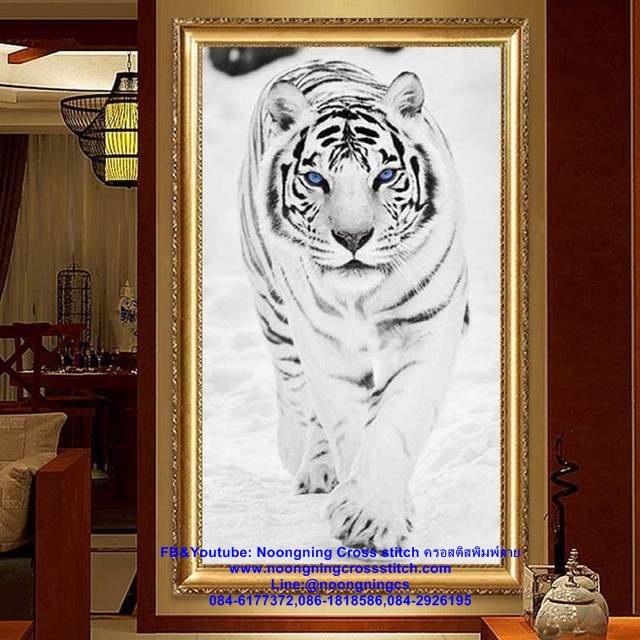 เสือขาว ครอสติสคริสตัล Diamond painting โมเสก ภาพติดเพชร งานฝีมือทำที่บ้าน DIY
