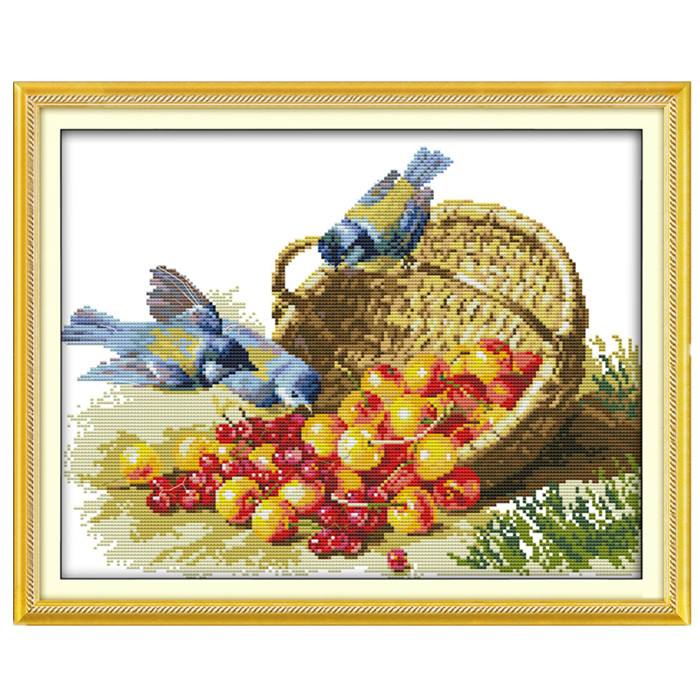 นกน้อย ชุดปักครอสติช พิมพ์ลาย ครอสติสจีน งานฝีมือ DIY