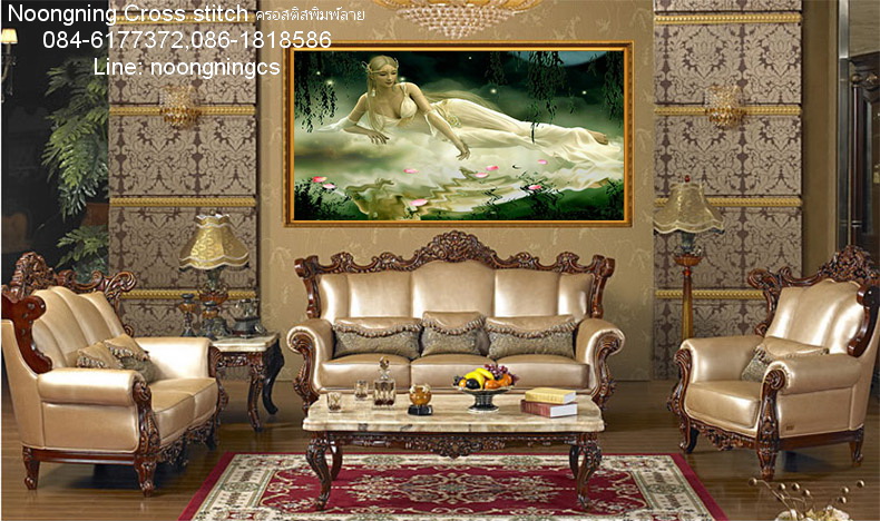 นางเงือก ชุดปักครอสติช พิมพ์ลาย ครอสติสจีน งานฝีมือ DIY