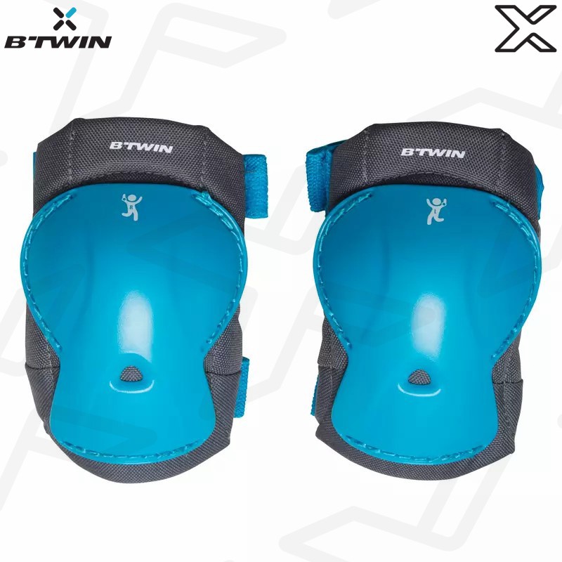 BTWIN ชุดสนับป้องกันสำหรับเด็กหัดปั่นจักรยานขนาด XS,XXS (สีฟ้า)