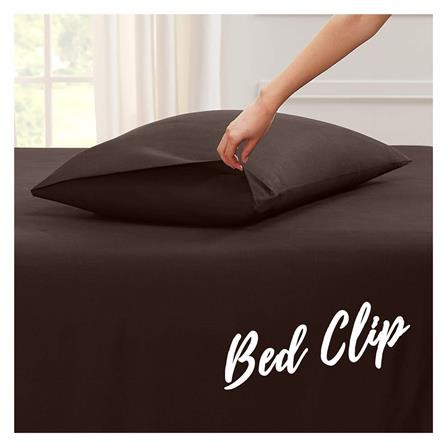 ปลอกหมอนหนุน BED CLIP STANDARD สีน้ำตาลเข้ม แพ็ก 2 ชิ้น ผ้าละเอียดนุ่มลื่น คืนตัวได้ดี