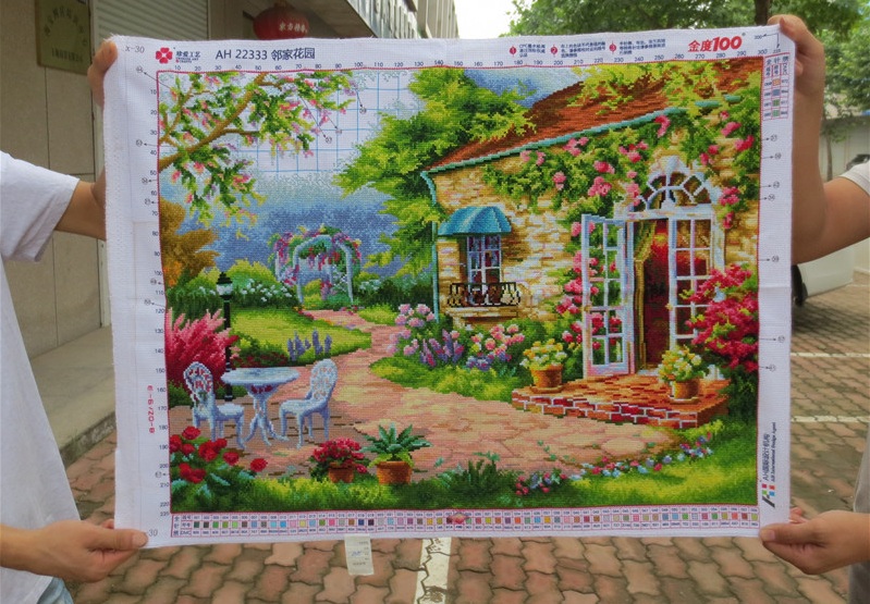 วิวบ้าน ชุดปักครอสติส พิมพ์ลาย ครอสติสจีน งานฝีมือทำที่บ้าน DIY