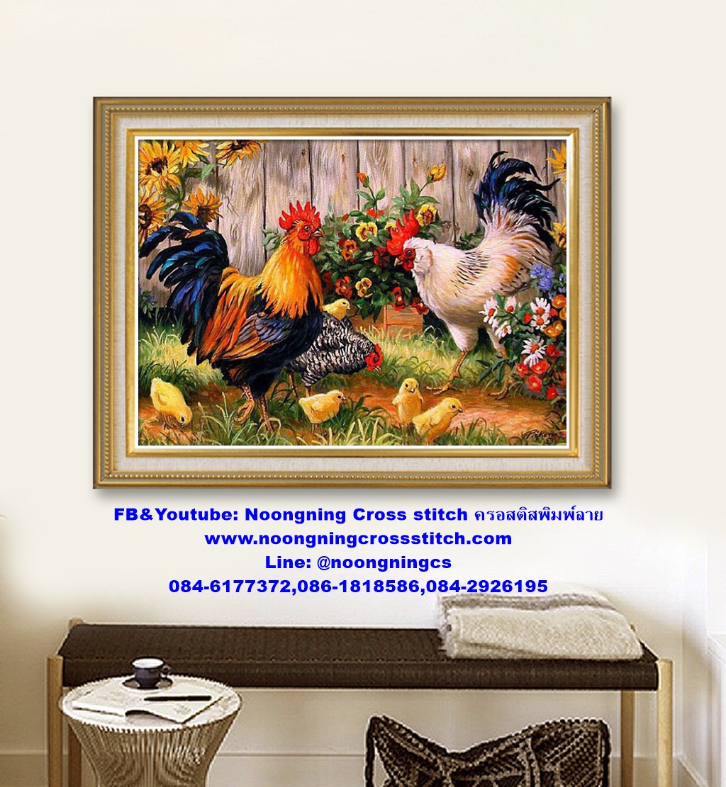 นกยูงคู่มงคล ครอสติสคริสตัล Diamond painting โมเสก ภาพติดเพชร งานฝีมือทำที่บ้าน DIY