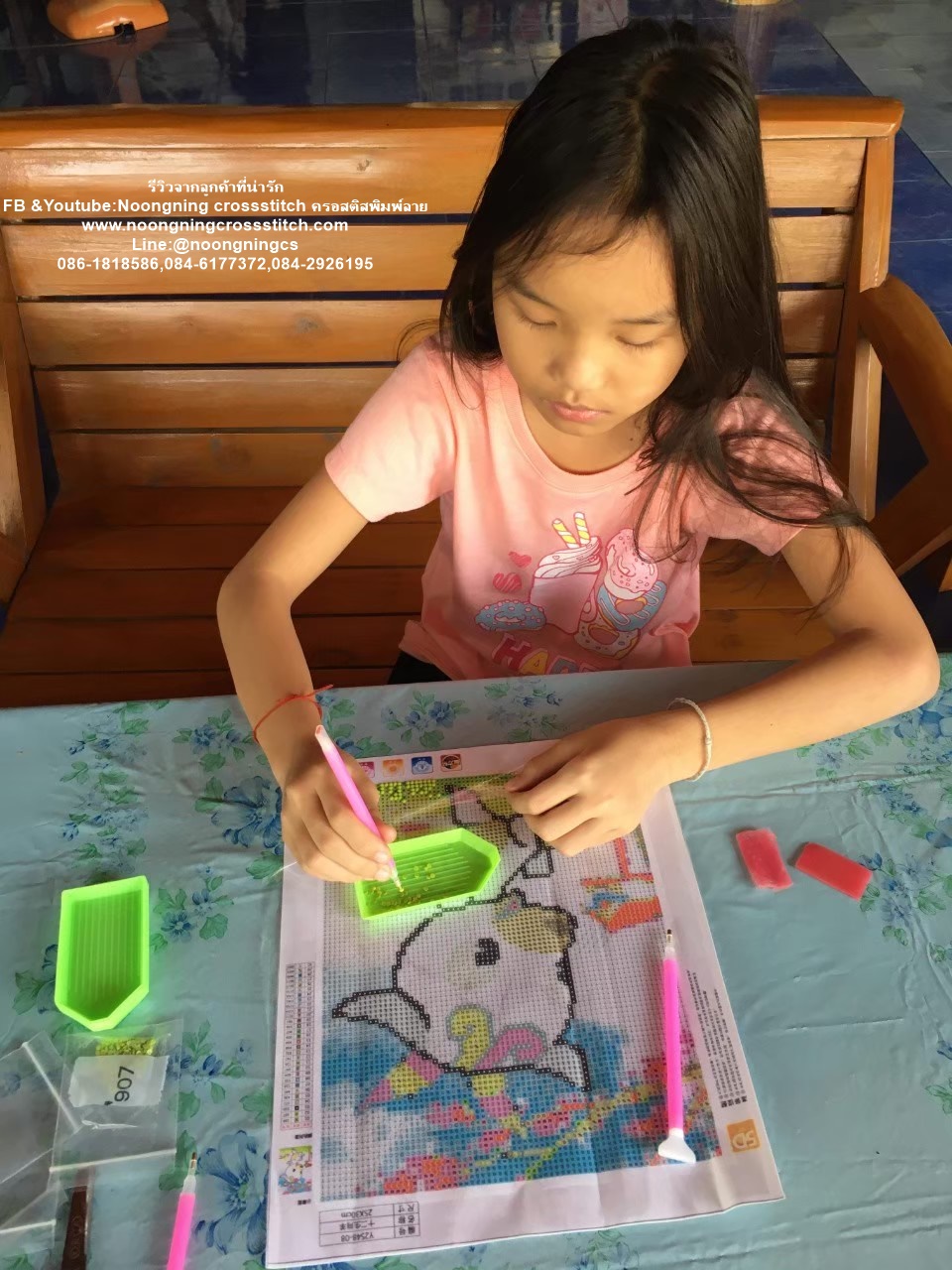 ปลาคราฟ ดอกเหมย มงคล ครอสติสคริสตัล Diamond painting โมเสก ภาพติดเพชร งานฝีมือทำที่บ้าน DIY