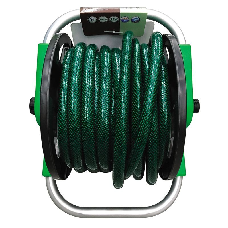 สายยางโรลครบเซ็ต สายยางรดน้ำ PVC รุ่น SCZ-06A15 ขนาด 1/2 นิ้ว x 16 เมตร สีเขียว - ดำ GREEN REEL HOSE โรลสายยางพร้อมใช้