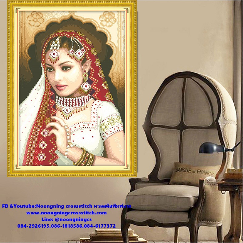 Women India ชุดปักครอสติส พิมพ์ลาย ครอสติสจีน งานฝีมือทำที่บ้าน DIY