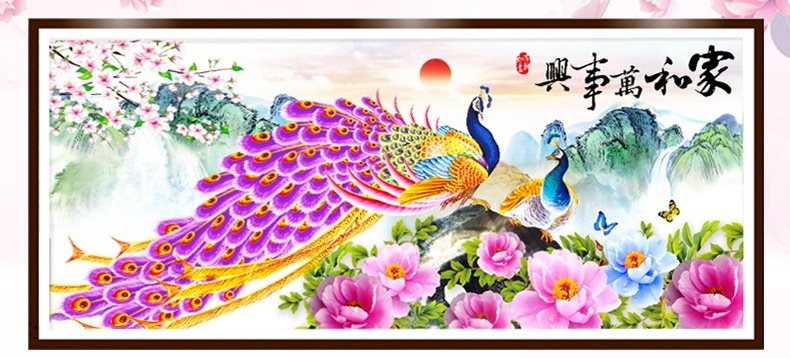 นกยูงคู่ ครอสติสคริสตัล Diamond painting โมเสก ภาพติดเพชร งานฝีมือ DIY
