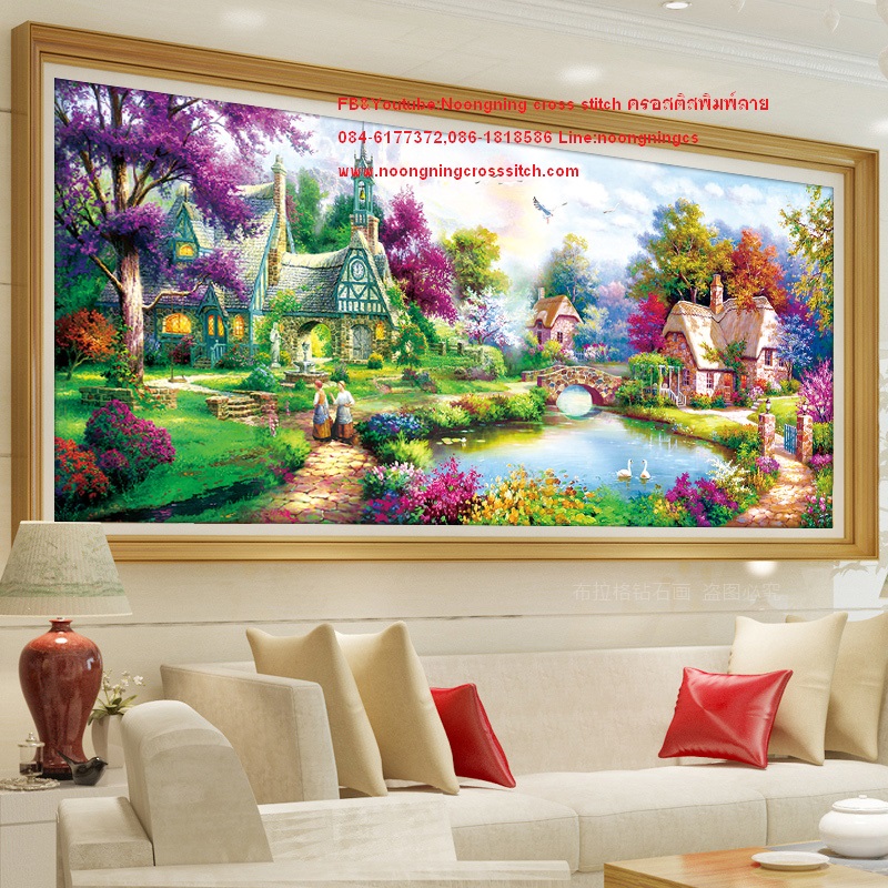 beautiful village ชุดปักครอสติช พิมพ์ลาย ครอสติสจีน งานฝีมือ DIY ลดราคา