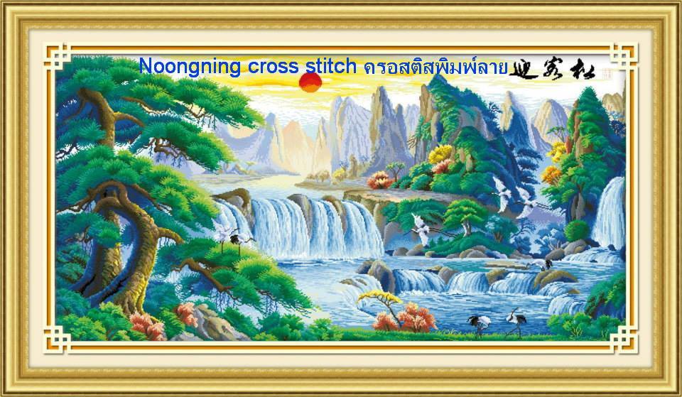 นกกระเรียน ชุดปักครอสติช พิมพ์ลาย ครอสติสจีน งานฝีมือ DIY