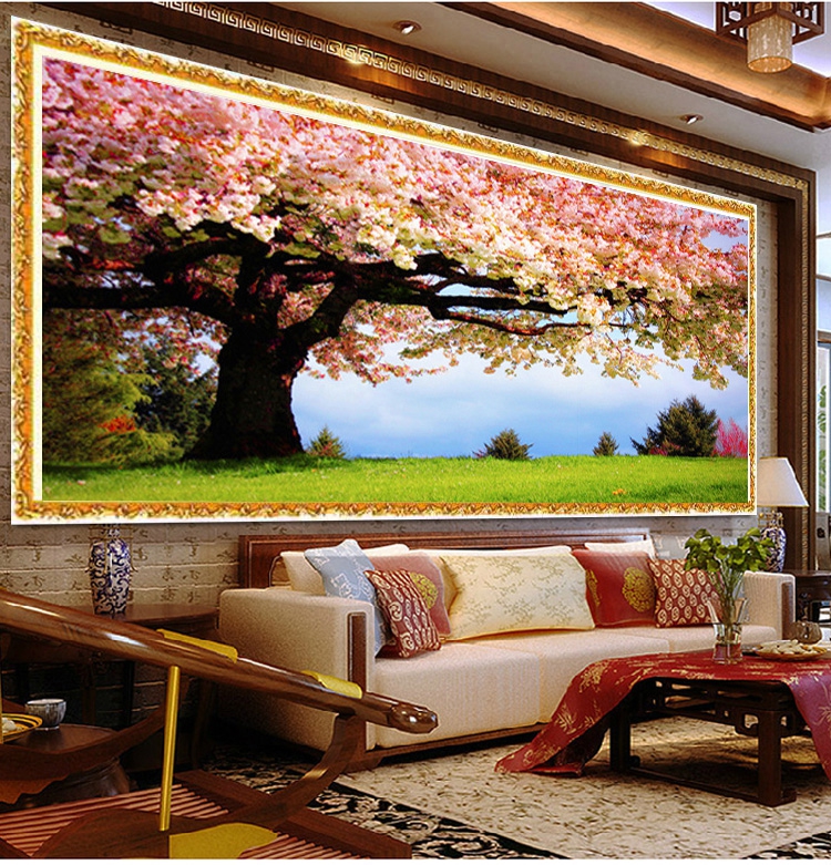 ดอกไม้บาน ครอสติสคริสตัล Diamond painting โมเสก ภาพติดเพชร งานฝีมือทำที่บ้าน DIY