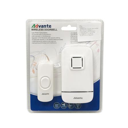 กระดิ่งไร้สาย ADVANTE AA x2-532P LED แสดงที่ตัวรับสัญญาณ