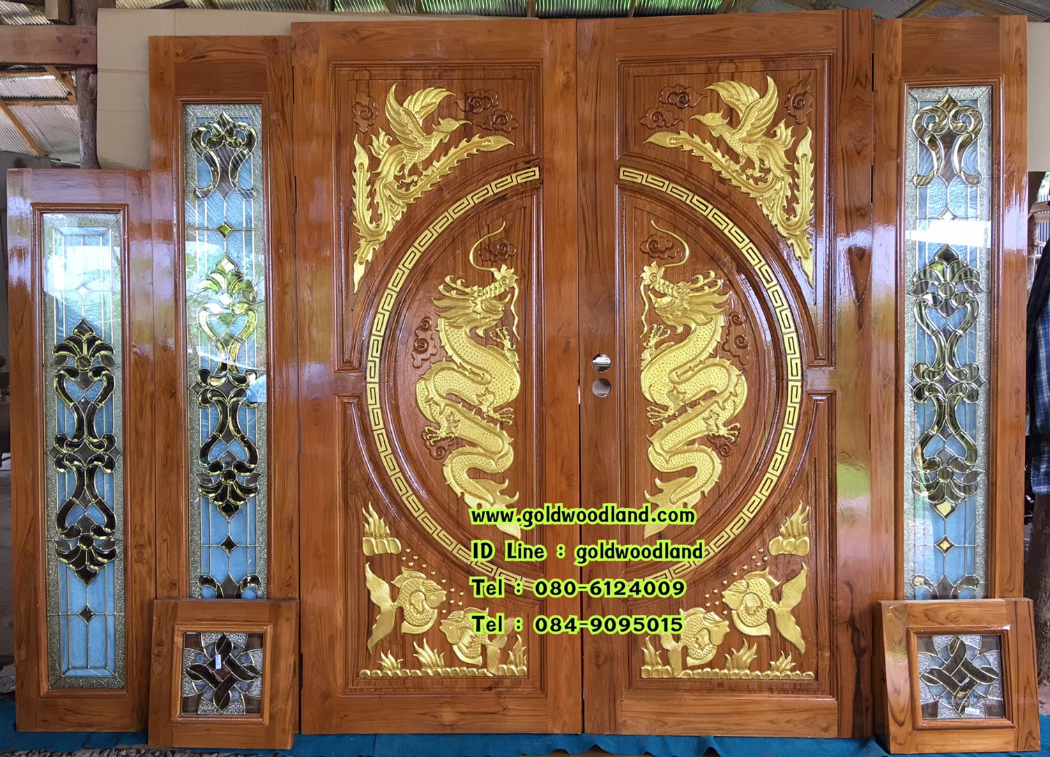 ประตูบ้านไม้สัก GBBB - 238