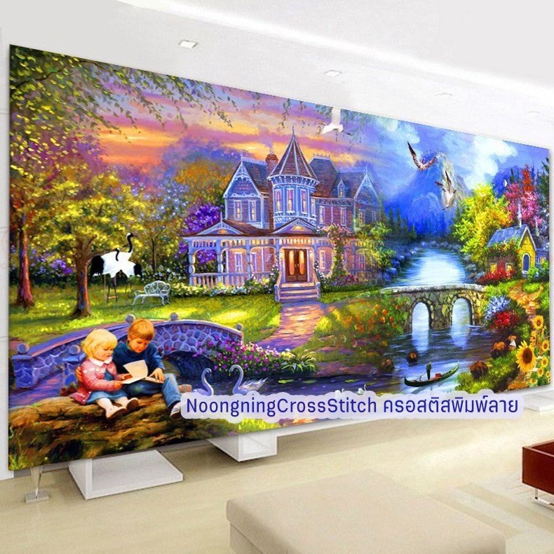 เด็กน้อยบ้านสุดสวย ครอสติสคริสตัล Diamond painting โมเสก ภาพติดเพชร งานฝีมือทำที่บ้าน DIY