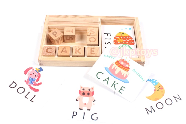 บัตรภาพสอนคำศัพท์ + ลูกเต๋าไม้ A-Z