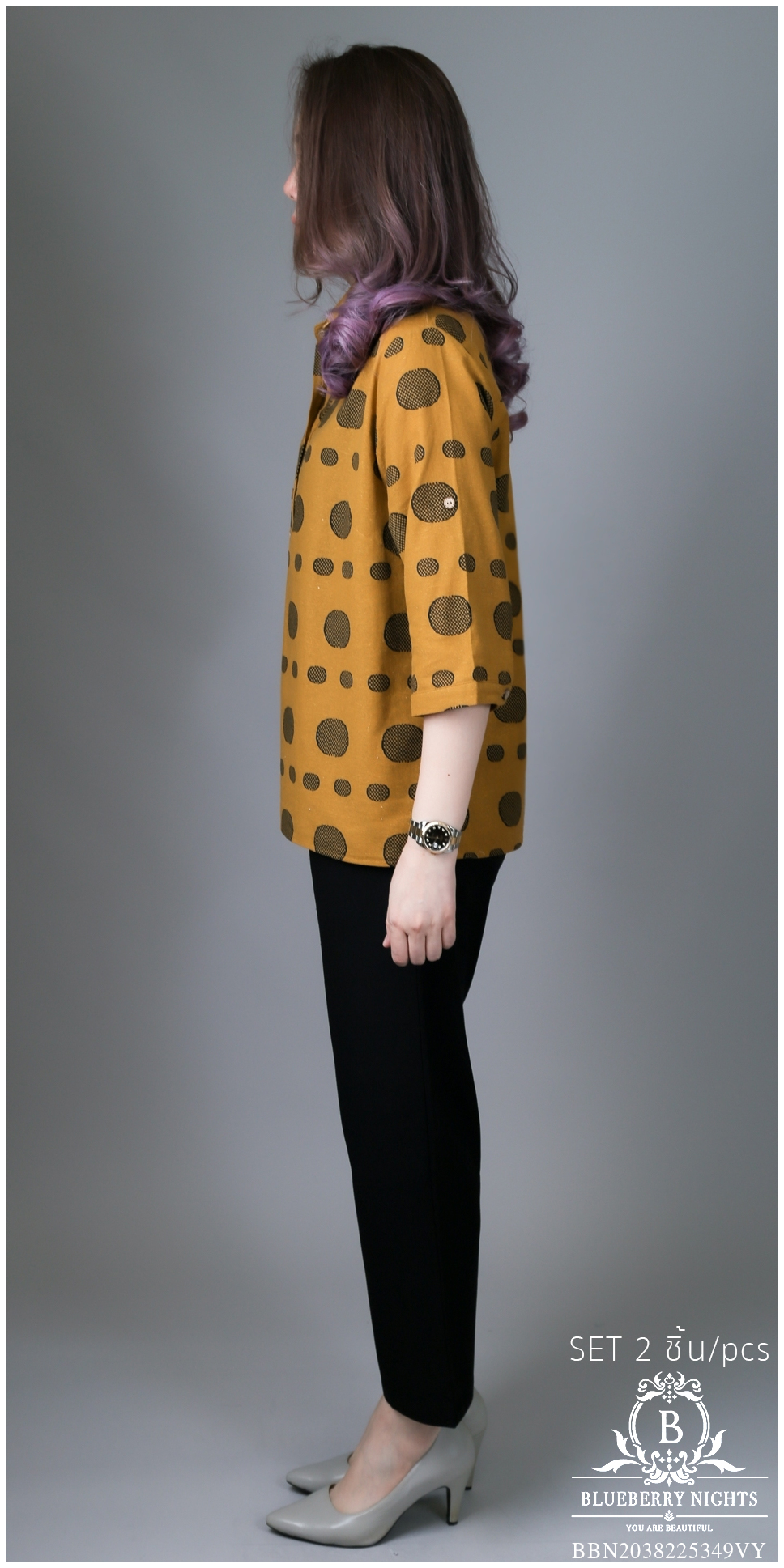 SaLe++#Blueberry Nights 14039 ชุดเซ็ตผ้าฝ้ายธรรมชาติ เสื้อผ้าฝ้ายธรรมชาติผสมลินินเนื้อดีเกรดพรีเมี่ยม เนื้อผ้านุ่มใส่สบายมากๆๆ ดีเทลเสื้อเชิ้ตกระดุมหน้า4เม็ด พิมพ์ลายสีสันสดใส ปลายแขนเชิ้ตติดกระดุมสามารถพับล็อคได้ แพทเทิร์นกางเกงสีพื้นขายาว เอวยางยืดอิลาส