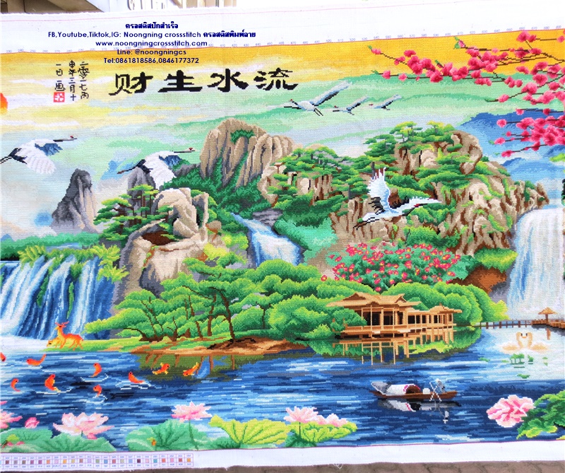 แจกันดอกไม้สวยงาม ชุดปักครอสติช พิมพ์ลาย ครอสติสจีน งานฝีมือ DIY