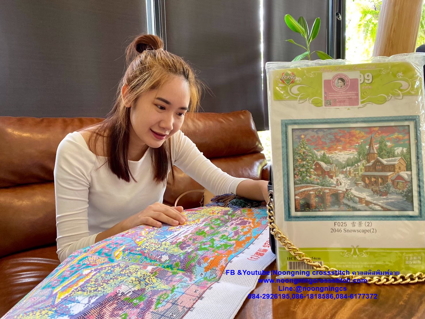 แจกันดอกไม้ สวยงาม ชุดปักครอสติส พิมพ์ลาย ครอสติสจีน งานฝีมือทำที่บ้าน DIY