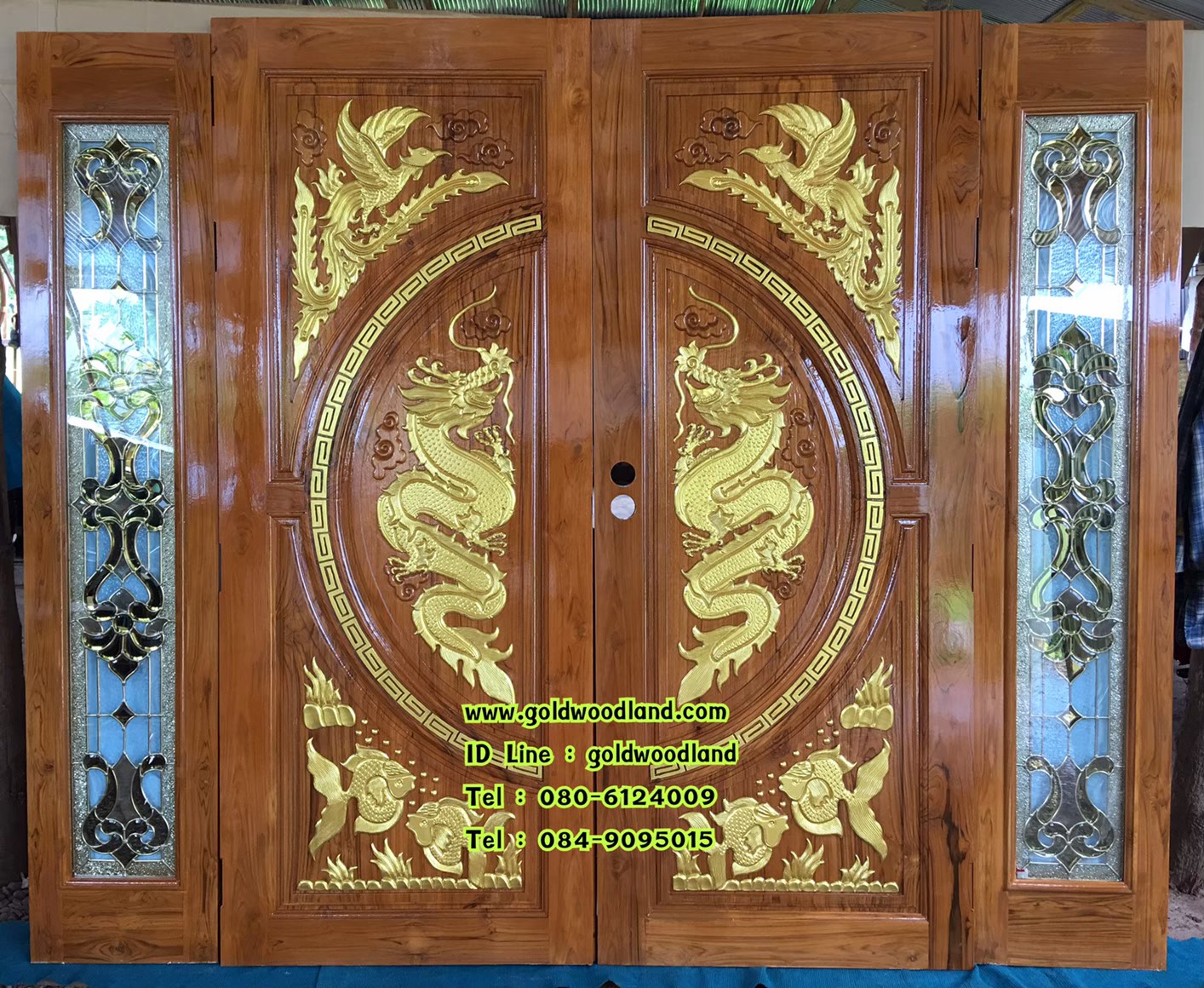 ประตูบ้านไม้สัก GBBB - 238