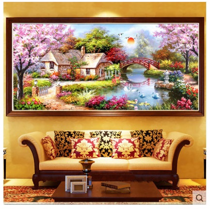 กวางขาวในป่าหิมะ ครอสติสคริสตัล Diamond painting โมเสก ภาพติดเพชร งานฝีมือ DIY