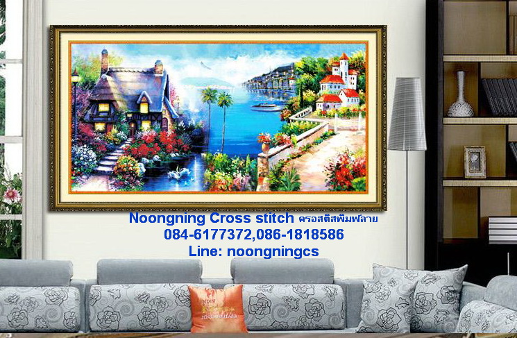 นาฬิกาคู่รัก ชุดปักครอสติช พิมพ์ลาย ครอสติสจีน งานฝีมือ DIY