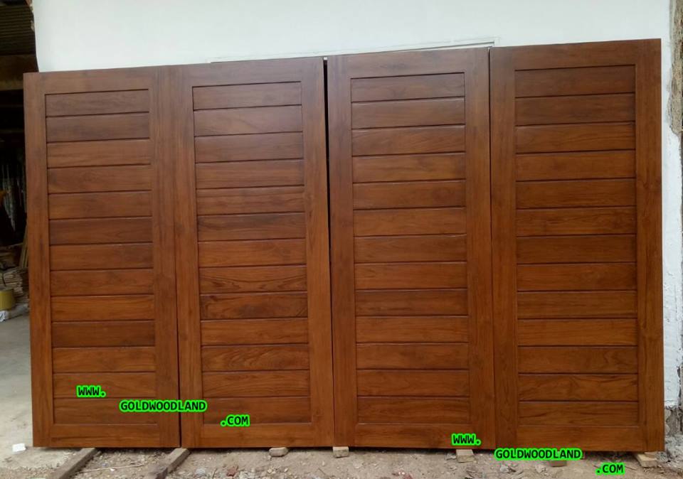 ประตูไม้สักบานเดี่ยว พร้อมทำสี โมเดิร์น GB - 58