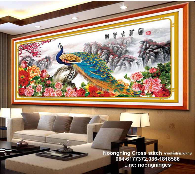 นกคู่ ชุดปักครอสติช พิมพ์ลาย ครอสติสจีน งานฝีมือ DIY