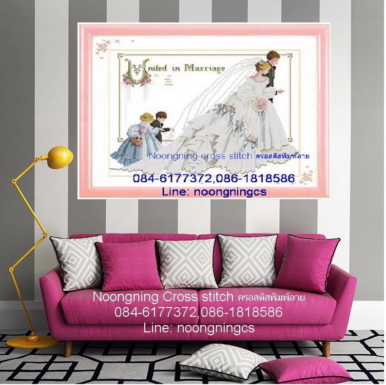 ดอกไม้ชุดปักครอสติช พิมพ์ลาย ครอสติสจีน งานฝีมือ DIY