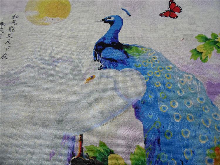 นกยูง ชุดปักครอสติช พิมพ์ลาย ชุดปักครอสติช พิมพ์ลาย ครอสติสจีน งานฝีมือ DIY