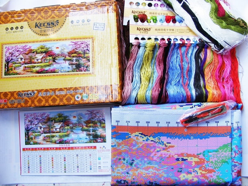 ผีเสื้อคู่ ชุดปักครอสติส พิมพ์ลาย ครอสติสจีน งานฝีมือทำที่บ้าน DIY