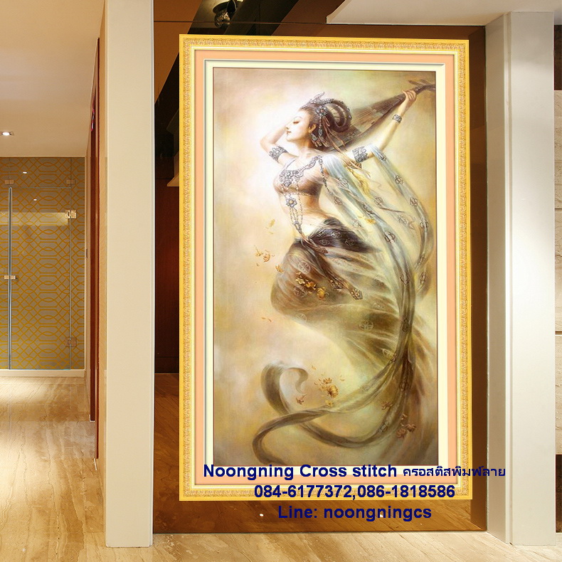 นกยูง ชุดปักครอสติช พิมพ์ลาย ครอสติสจีน งานฝีมือ DIY