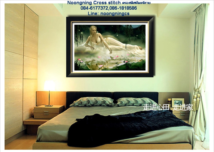 คู่รักกลางสายฝน ชุดปักครอสติช พิมพ์ลาย ครอสติสจีน งานฝีมือ DIY