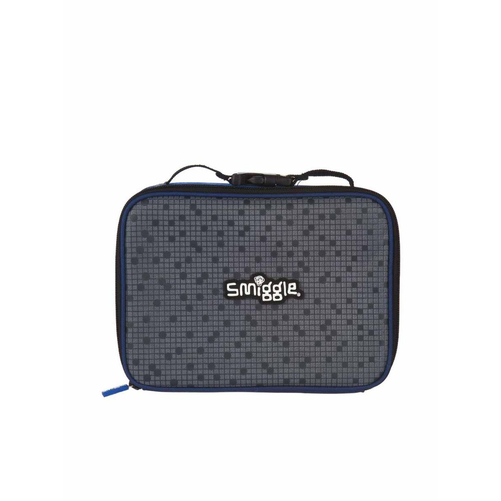Smiggle กระเป๋าใส่กล่องข้าว คอลเลกชั่น Block ลายกริด สีน้ำเงิน